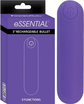 Essential 3 Inch Rechargeable Bullet Vibrator Purple with Storage Case and USB Charging Cord BULLETS